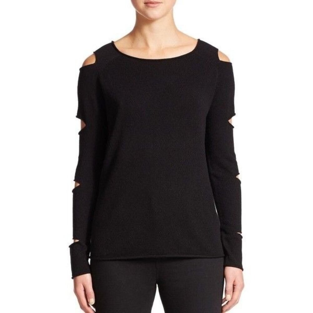 Skull Cashmere Black Pullover Sweater Cutout Sleeves Women's XS Crewneck